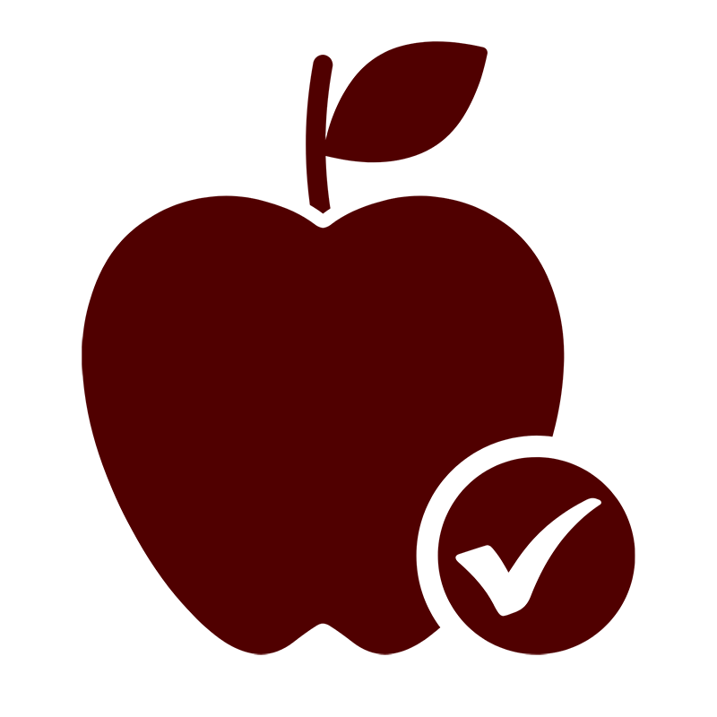 apple with checkmark icon